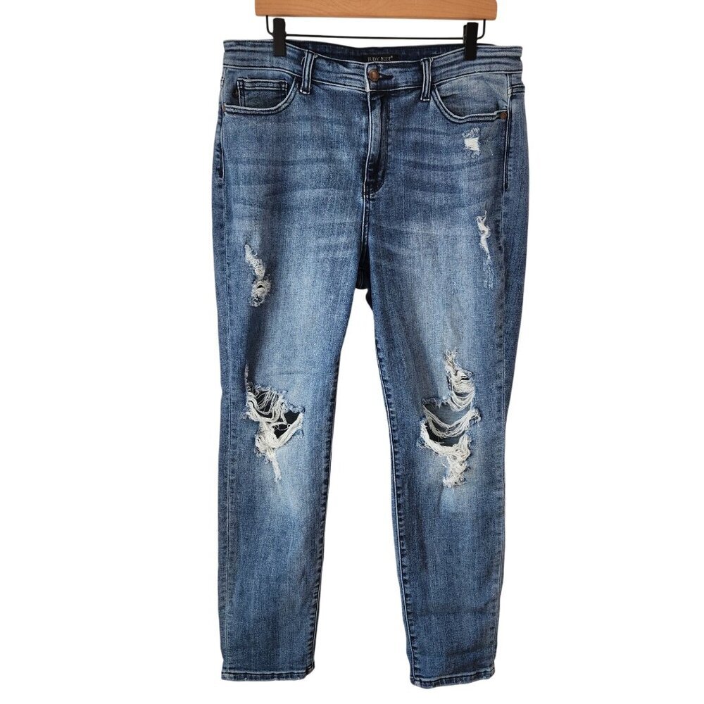 Judy Blue Boyfriend Fit Relaxed Denim Jeans Distressed Women's 32